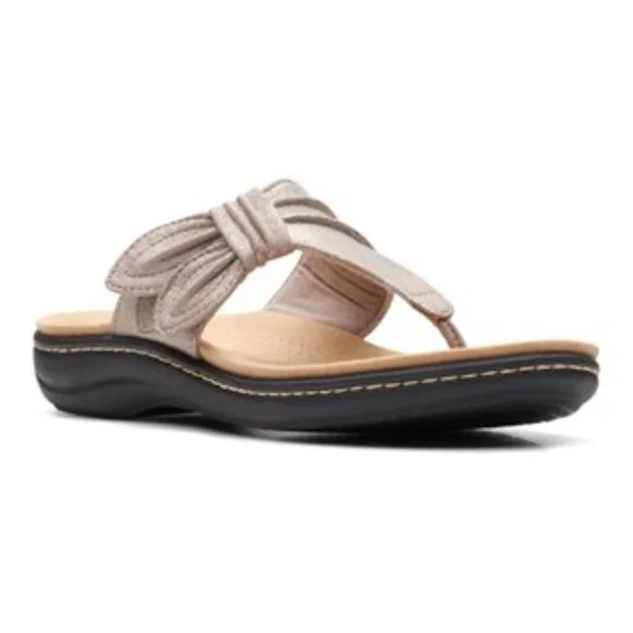 Clarks Laurieann Rae Women's Thong Sandals Metallic Taupe Size 9M NIB - Picture 1 of 7